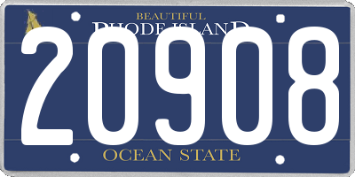 RI license plate 20908
