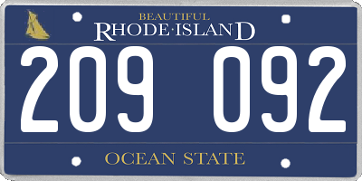 RI license plate 209092