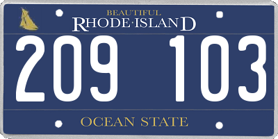 RI license plate 209103