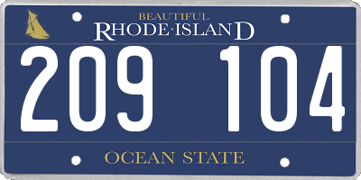 RI license plate 209104