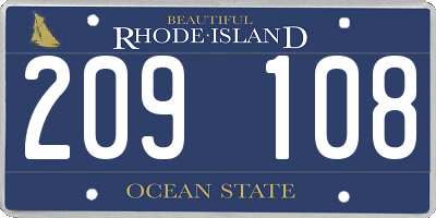 RI license plate 209108