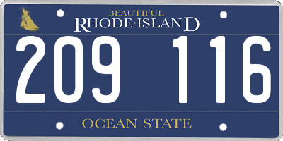 RI license plate 209116