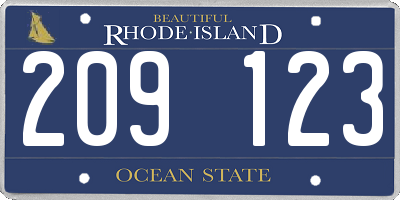 RI license plate 209123