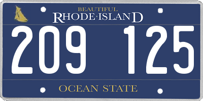 RI license plate 209125