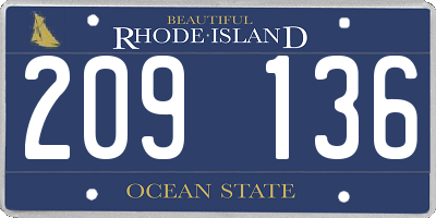 RI license plate 209136