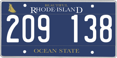 RI license plate 209138
