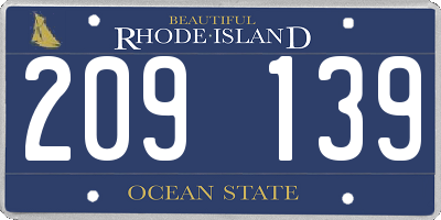 RI license plate 209139