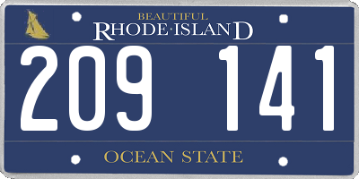 RI license plate 209141