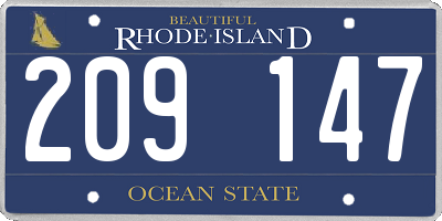 RI license plate 209147