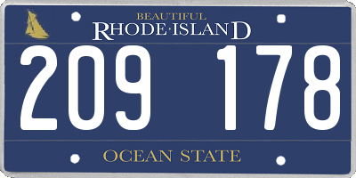 RI license plate 209178