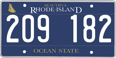 RI license plate 209182