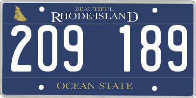 RI license plate 209189