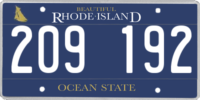 RI license plate 209192