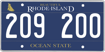 RI license plate 209200