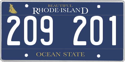 RI license plate 209201