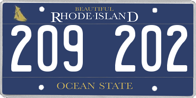 RI license plate 209202