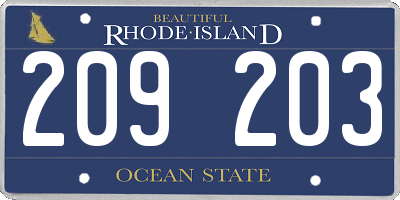 RI license plate 209203
