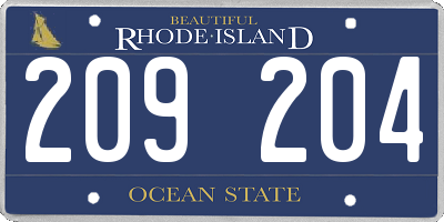 RI license plate 209204