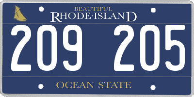 RI license plate 209205