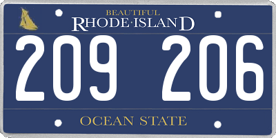 RI license plate 209206