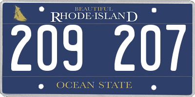 RI license plate 209207
