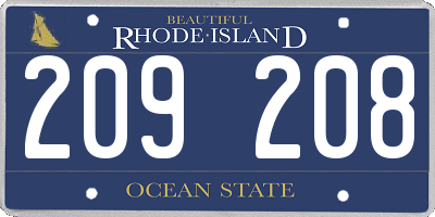 RI license plate 209208