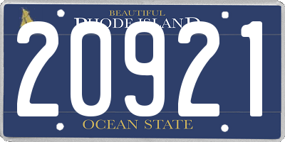 RI license plate 20921