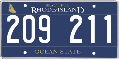 RI license plate 209211