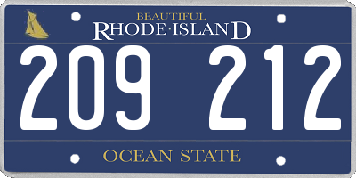 RI license plate 209212