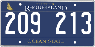 RI license plate 209213
