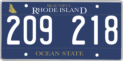 RI license plate 209218