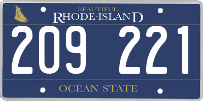 RI license plate 209221