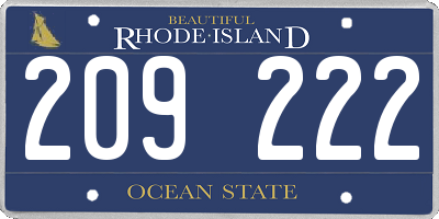 RI license plate 209222