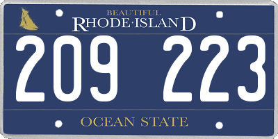 RI license plate 209223