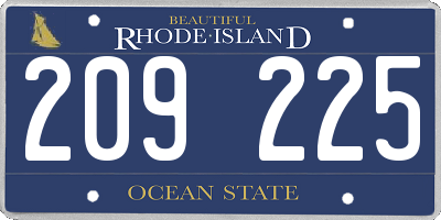 RI license plate 209225