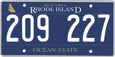 RI license plate 209227
