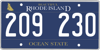 RI license plate 209230