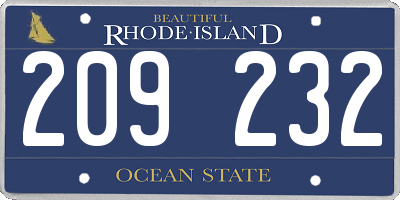 RI license plate 209232