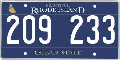 RI license plate 209233