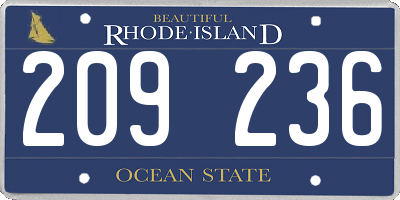 RI license plate 209236