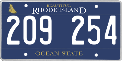 RI license plate 209254