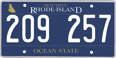 RI license plate 209257