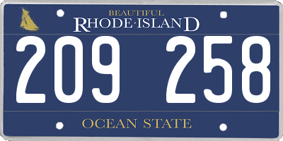RI license plate 209258