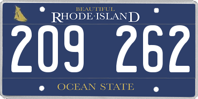 RI license plate 209262
