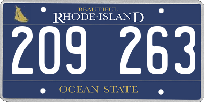RI license plate 209263