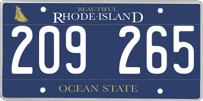 RI license plate 209265