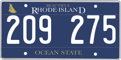 RI license plate 209275