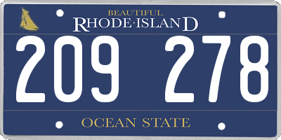 RI license plate 209278
