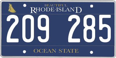 RI license plate 209285