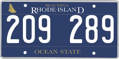 RI license plate 209289